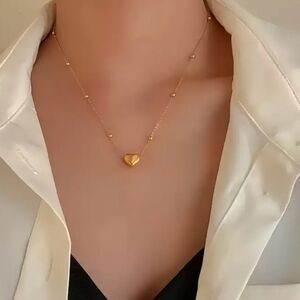 18 KT Gold Over Titanium Heart Necklace